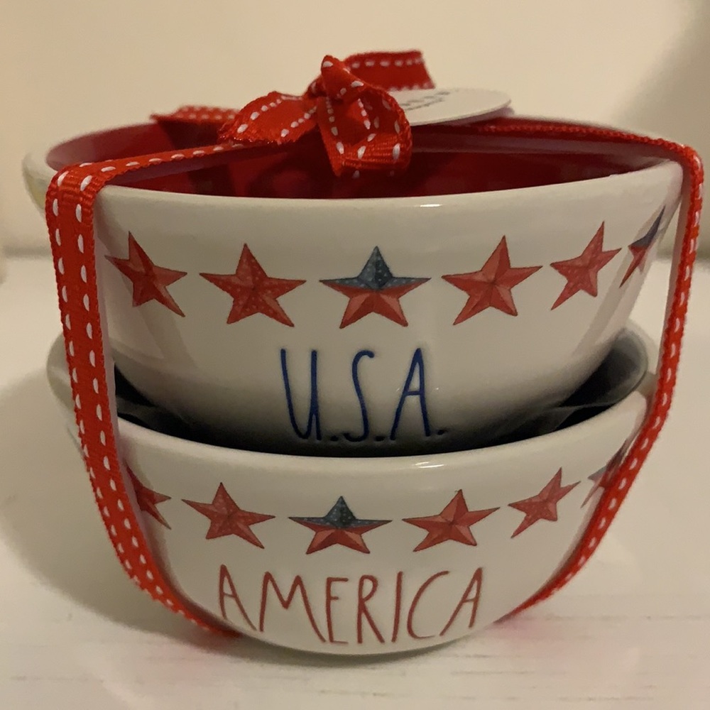Rae Dunn Artisan Collection 4Th Of July USA, America Small Bowls Brand New.